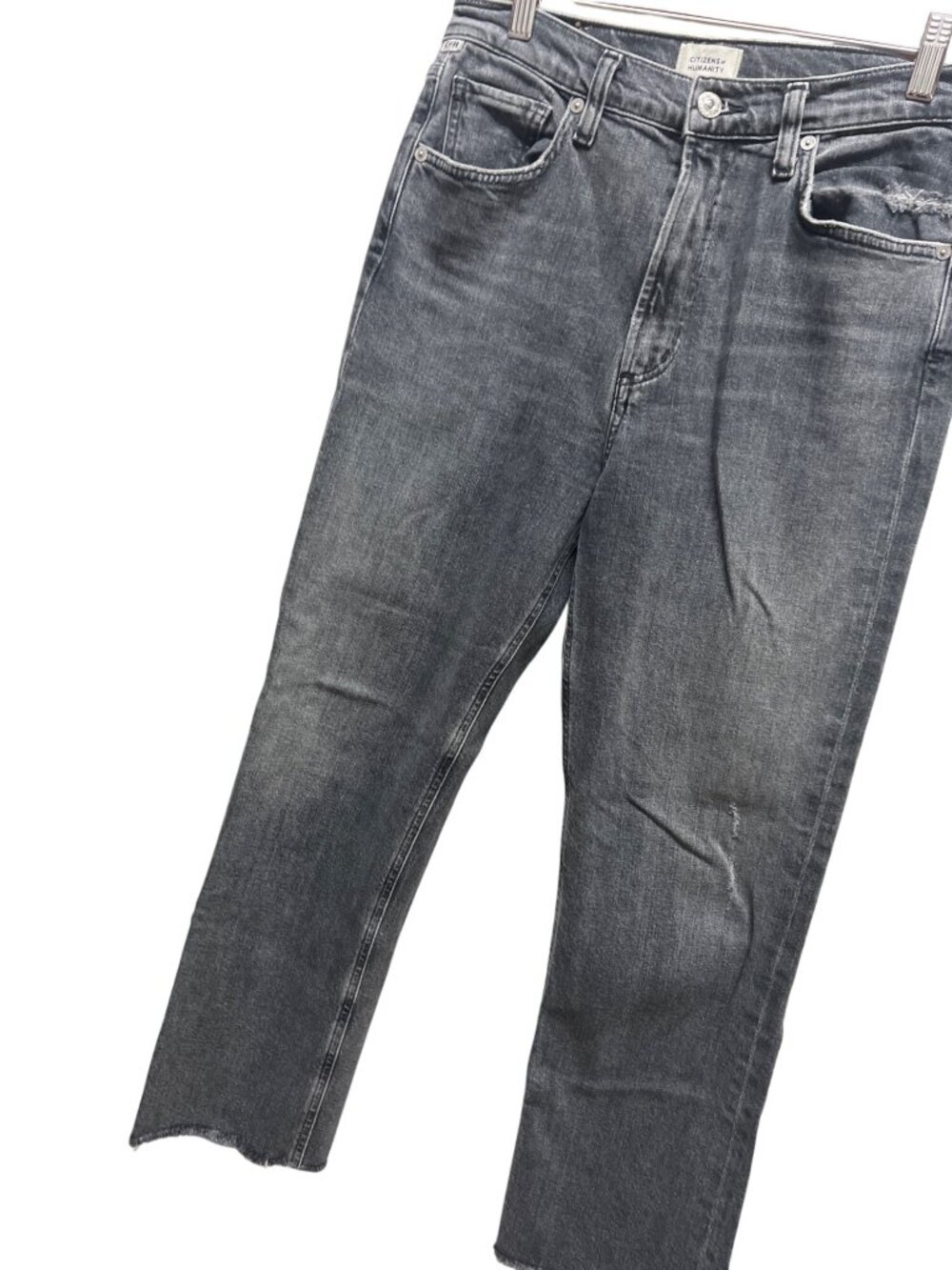 Citizens of Humanity Gray Raw Hem Daphne Crop Jeans - Picture 4 of 11